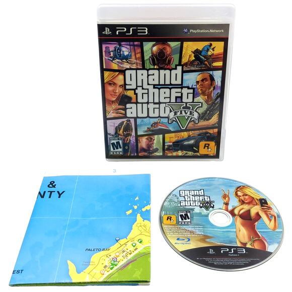 Grand Theft Auto V PlayStation 3 Game PS3 Complete w Manual & Map Rockstar - Picture 1 of 3